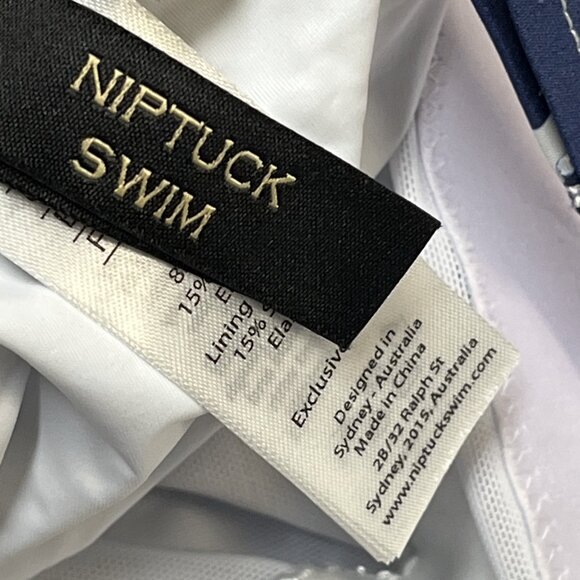 Nip Tuck Swimsuit Womens US 4 Blue White‎ Striped Surplice One Piece Nautical - Picture 6 of 7